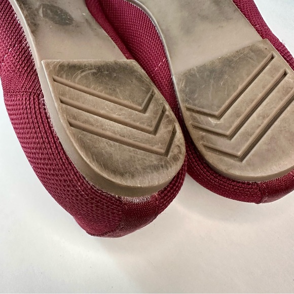 CYNTHIA ROWLEY Pointed Toe Knit Chelsea Slip In Burgundy Ballet Flat 9M - Picture 7 of 11